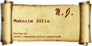 Makszim Júlia névjegykártya